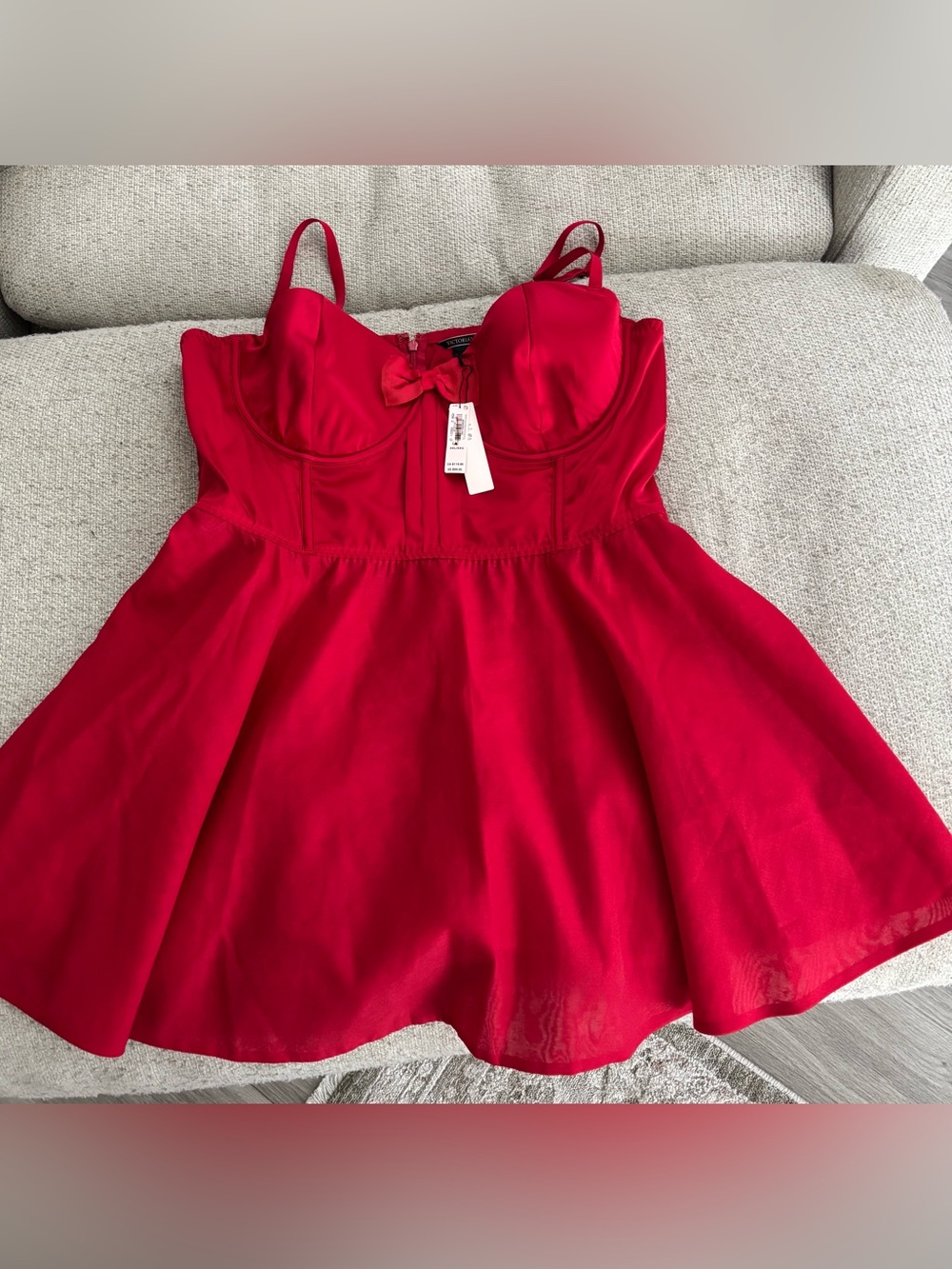 Victoria's Secret Red Bow-Front Fit & Flare Dress